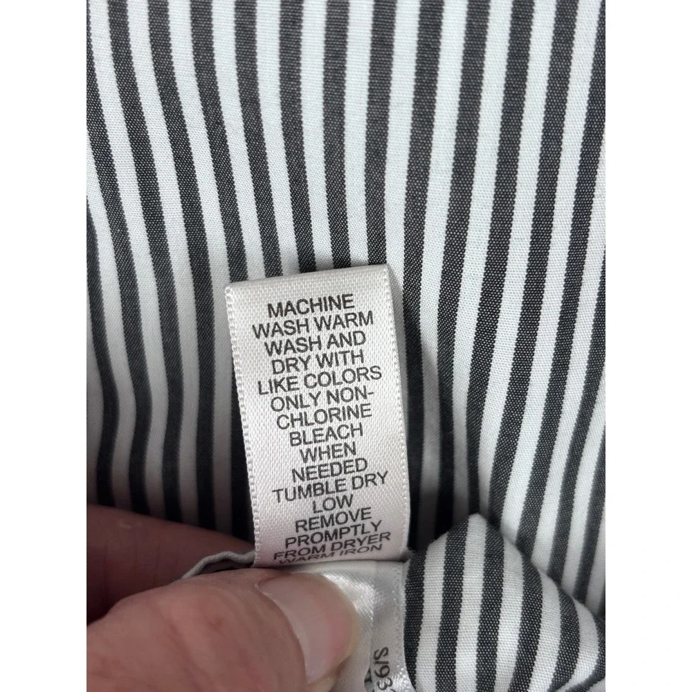 Banana Republic Mens Non-Iron Slim Fit Bengal Stripe Shirt Black White L 932909